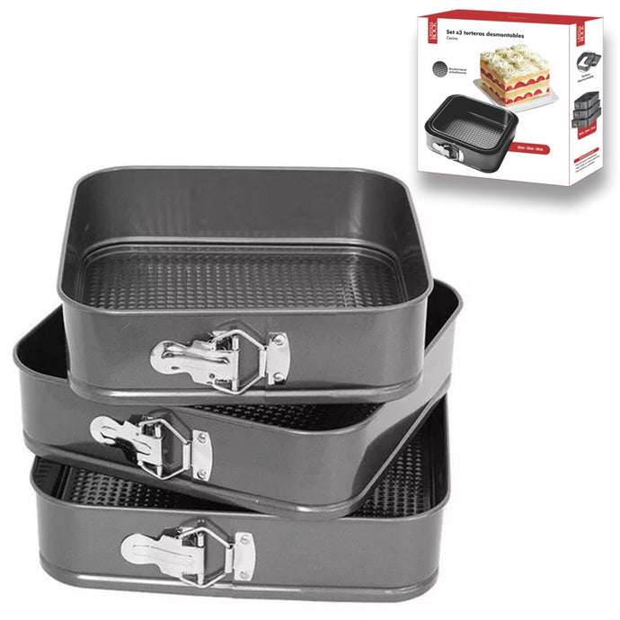SET X3 MOLDES TORTERAS CUADRADAS 57917086