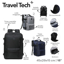Cargar imagen en el visor de la galería, MOCHILA VIAJE TRAVEL TECH 19116
