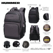 Cargar imagen en el visor de la galería, MOCHILA PORTANOTEBOOK HUMMER 22059