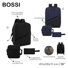 Cargar imagen en el visor de la galería, SET MOCHILA + MORRAL + ORGANIZADOR BOSSI 30366