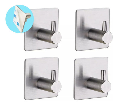 GANCHO X4 AUTOADHESIVO ACERO 600068