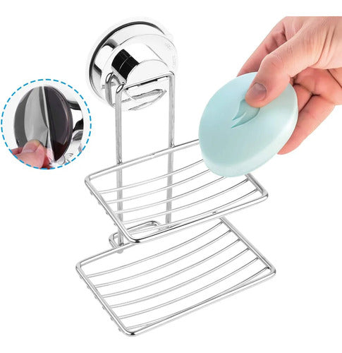 JABONERA DOBLE AC INOX CON VENTOSAS 57915667