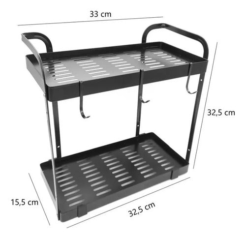 ESTANTE ORGANIZADOR 2 PISOS METAL NEGRO 57915477