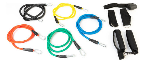SET DE 5 SOGAS ELASTICAS DE 1M + ACCESORIOS, PLASTICO + POLIESTER 41223