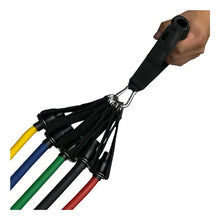 Cargar imagen en el visor de la galería, SET DE 5 SOGAS ELASTICAS DE 1M + ACCESORIOS, PLASTICO + POLIESTER 41223