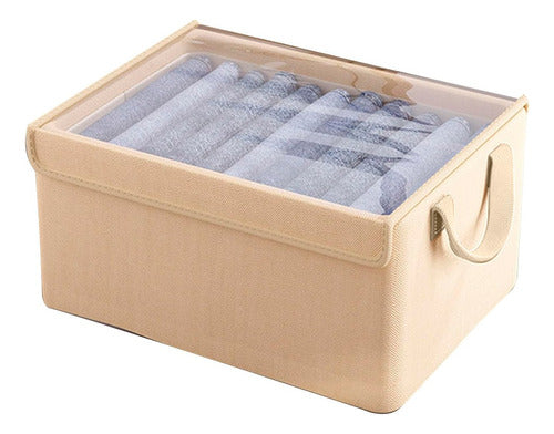 CAJON ORGANIZADOR DE ROPA C/ TAPA TRANSPARENTE Y DIV 36X25X20 EA0422