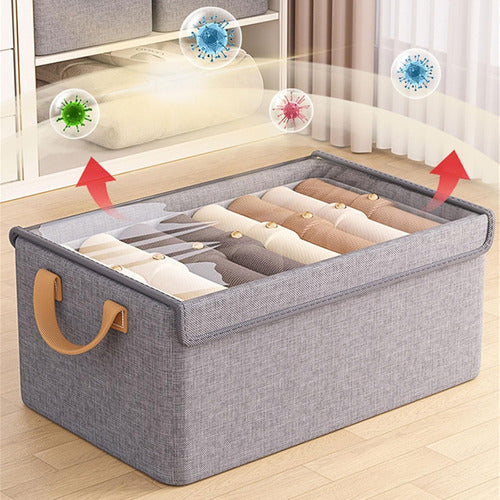 CAJON ORGANIZADOR DE ROPA C/ TAPA TRANSPARENTE Y DIV 36X25X20 EA0422