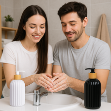 Cargar imagen en el visor de la galería, DISPENSER JABON LIQUIDO PLASTICO Y MADERA 57916815