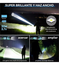 Cargar imagen en el visor de la galería, LINTERNA ALUMINIO 30W LUZ BLANCA-BAT 26650 L461