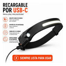 Cargar imagen en el visor de la galería, LINTERNA MINERO AJUSTABLE USB LIN-03