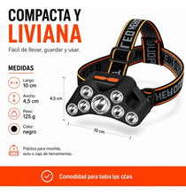 Cargar imagen en el visor de la galería, LINTERNA SOPORTE CABEZA 7 LEDS T26