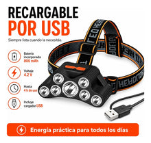 Cargar imagen en el visor de la galería, LINTERNA SOPORTE CABEZA 7 LEDS T26