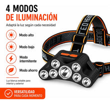 Cargar imagen en el visor de la galería, LINTERNA SOPORTE CABEZA 7 LEDS T26