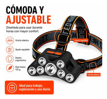 Cargar imagen en el visor de la galería, LINTERNA SOPORTE CABEZA 7 LEDS T26
