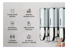 Cargar imagen en el visor de la galería, DISPENSER TRIPLE AMURABLE PLATEADO 18409