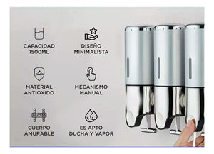 DISPENSER TRIPLE AMURABLE PLATEADO 18409