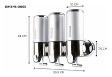 Cargar imagen en el visor de la galería, DISPENSER TRIPLE AMURABLE PLATEADO 18409