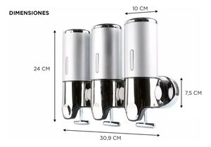 DISPENSER TRIPLE AMURABLE PLATEADO 18409