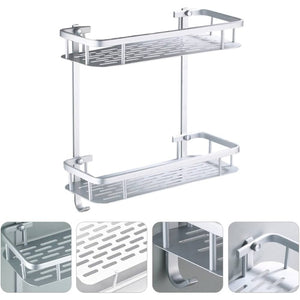 ORGANIZADOR DE BAÑO RECTO DOBLE PLATEADO 600092