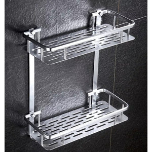 ORGANIZADOR DE BAÑO RECTO DOBLE PLATEADO 600092