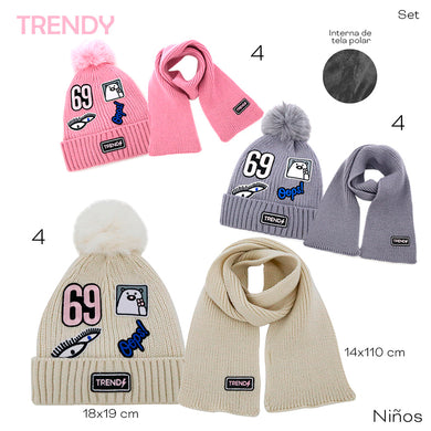 SET BUFANDA Y GORRO TRENDY 13926