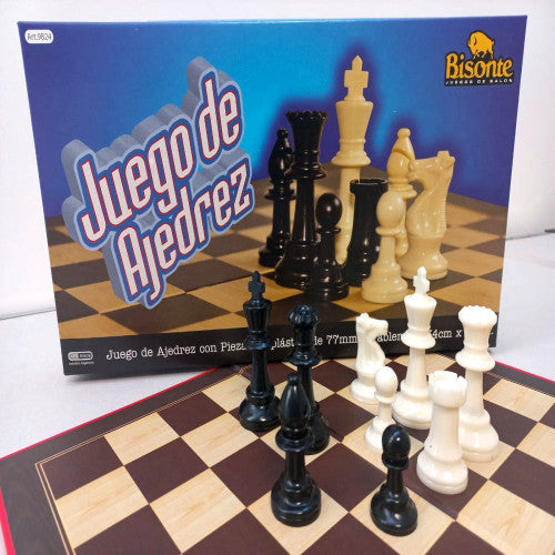 AJEDREZ BISONTE TABLERO 34X34 PIEZAS BI9824
